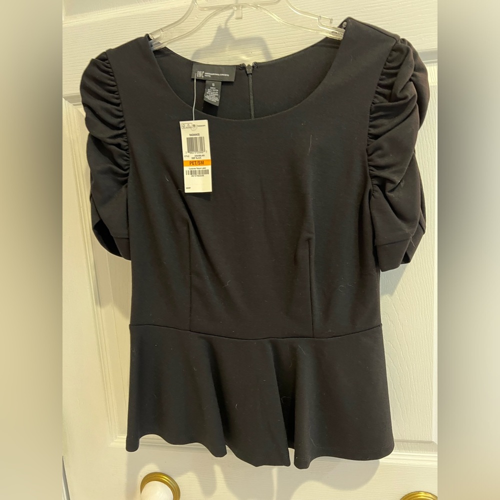 INC Black Peplum Top - PS